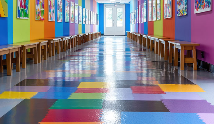 Polished colorful floor