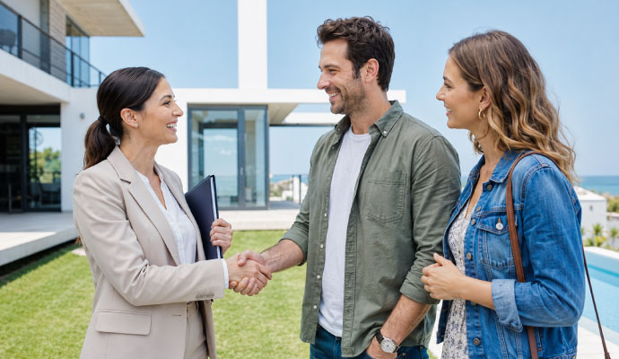 Real estate agent shaking hands
