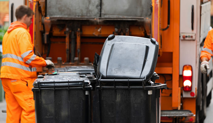 Service provider picking up trash