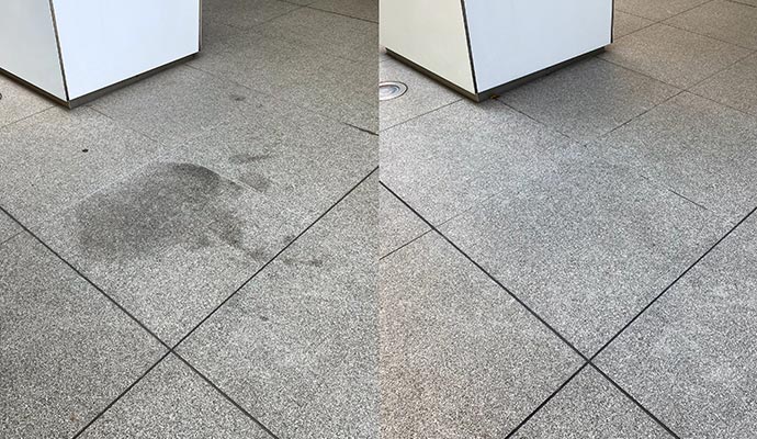 Tile floor stain removal before and after